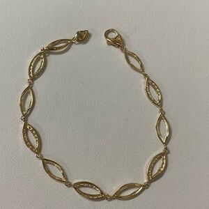 Solid Real 14K Yellow Gold Fancy Bracelet 7.5"